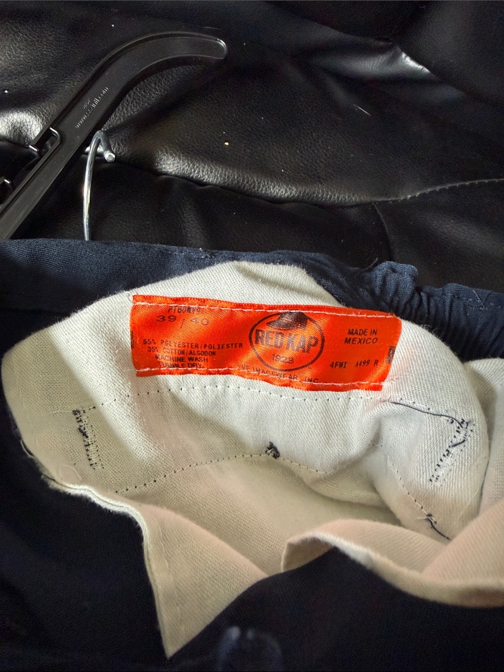 Men's Redkap Navy Work Straight-Leg Pants with elastic waist on sides - Picture 4 of 4